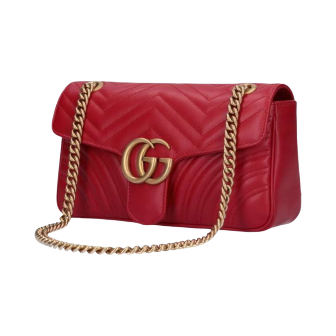 구찌 GG 마몽 마틀라세 스몰 숄더백 히비스커스 레드(Gucci GG Marmont Matelasse Small Shoulder Bag Hibiscus Red) - 2