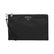 Prada Re-Nylon and Saffiano Leather Pouch Black