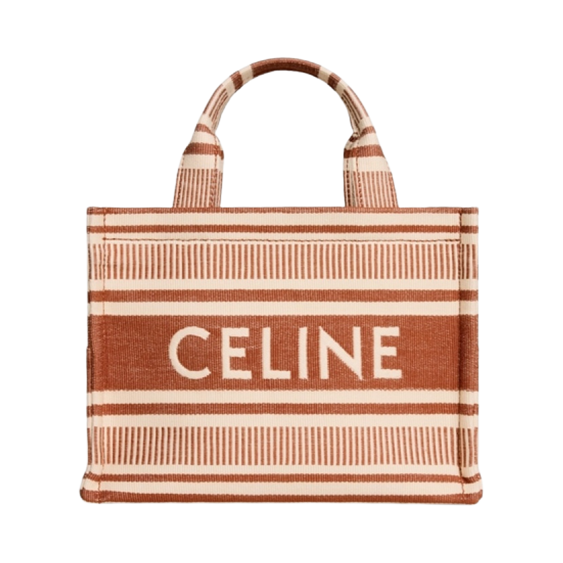 199162FU6-28SI Celine Small Cabas Thais in Striped Textile Sienna