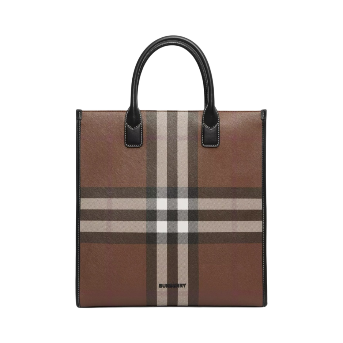 버버리 이그재저레이트 체크 슬림 버티컬 데니 토트백 다크 버치 브라운(Burberry Exaggerated Check Slim Vertical Denny Tote Dark Birch Brown) - 1