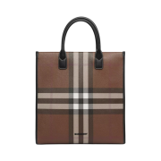Burberry Exaggerated Check Slim Vertical Denny Tote Dark Birch Brown