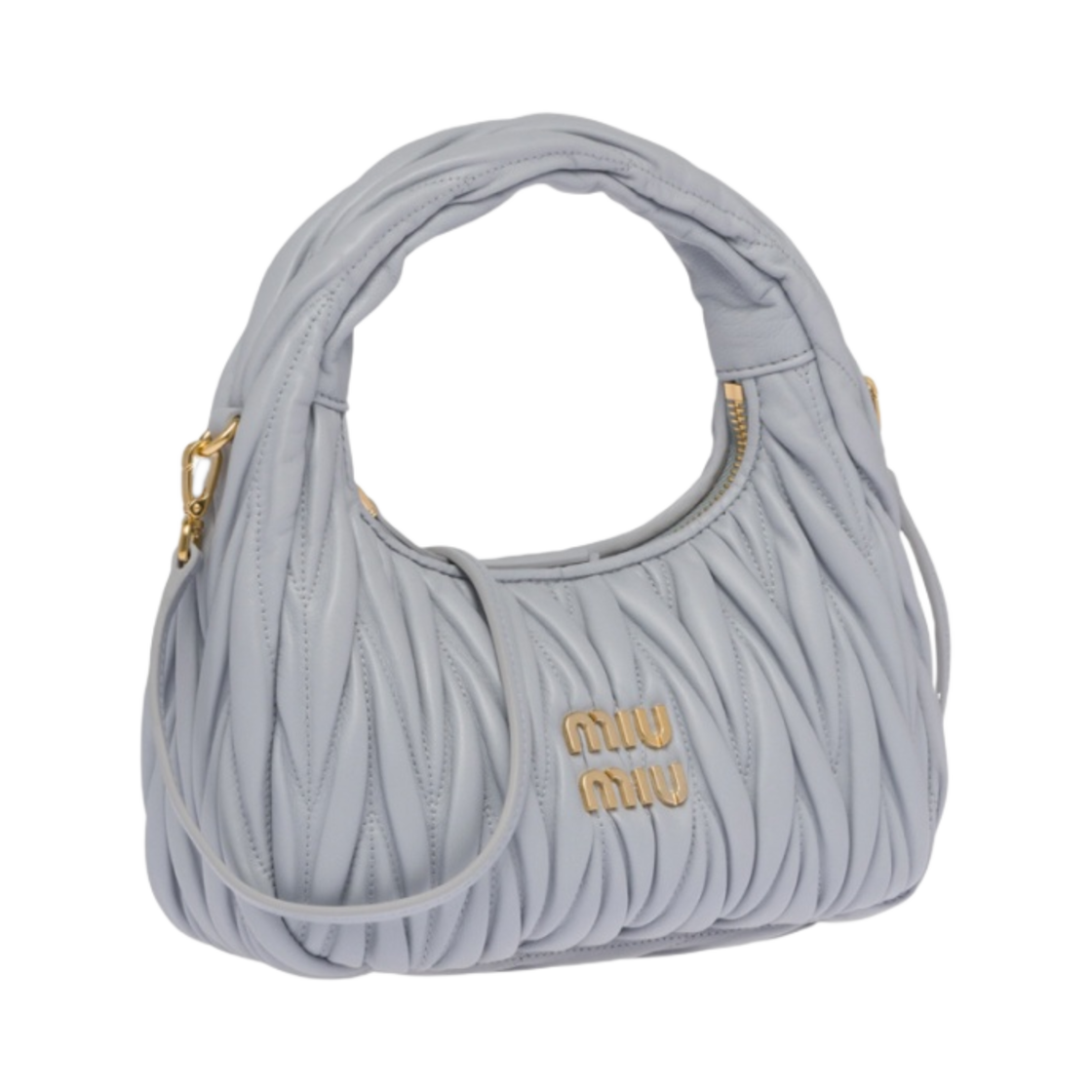 미우 미우 완더 마테라쎄 나파 레더 미니 호보백 콘플라워(Miu Miu Wander Matelasse Nappa Leather Mini Hobo Bag Cornflower) - 2