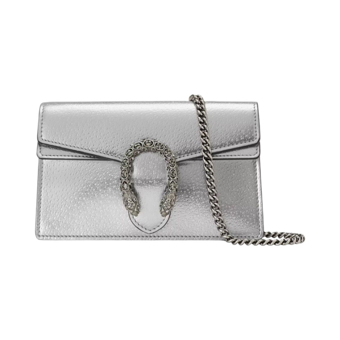 구찌 디오니서스 슈퍼 미니백 실버 라메 레더(Gucci Dionysus Super Mini Bag Silver Lame Leather) - 1
