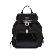 Prada Re-Nylon Brushed Leather Backpack Black