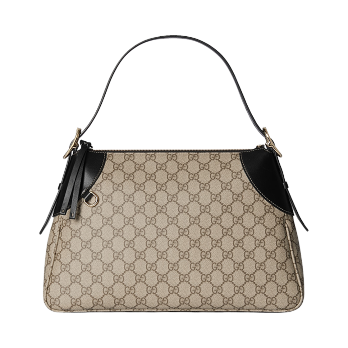 815217-FAD6L-9741 Gucci GG Emblem Medium Shoulder Bag Beige Dark Brown