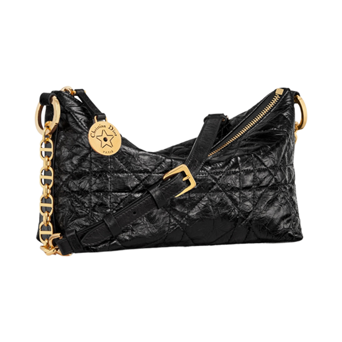 디올스타 호보 백 체인 블랙 크링클(Diorstar Hobo Bag With Chain Black Crinkled) - 2