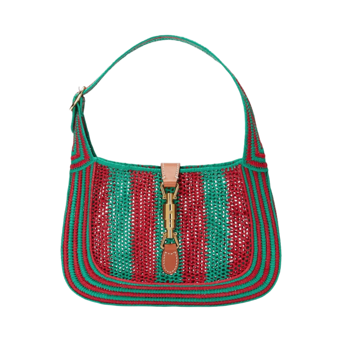 구찌 재키 1961 스몰 숄더백 그린 레드 스트로우 이펙트(Gucci Jackie 1961 Small Shoulder Bag Green Red Straw Effect) - 1