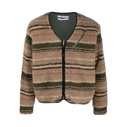 Ranra Striped Fleece Zip Up Jacket Light Brown Multicolour