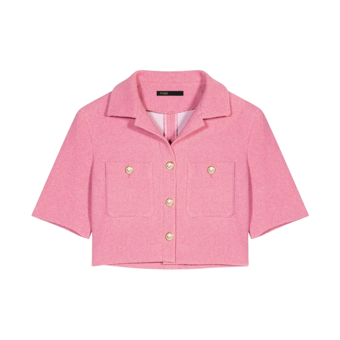 (W) 마쥬 크롭 트위드 자켓 핑크((W) Maje Cropped Tweed Jacket Pink)