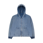 Wooyoungmi Denim Banding Hoodie Jumper Blue - 23FW