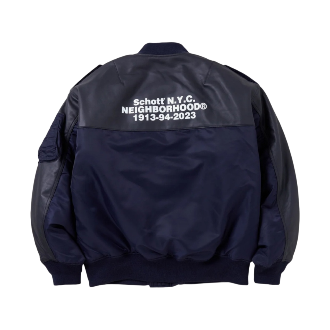 네이버후드 x 쇼트 레더 콤비 MA-1 자켓 네이비(Neighborhood x Schott Leather Combi Ma-1 Jacket Navy) - 2