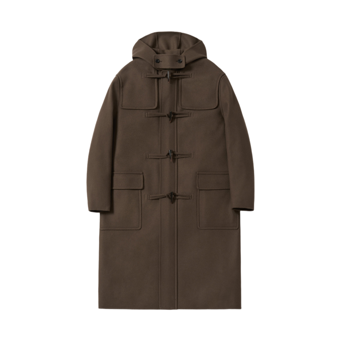 PCC6COHC2WP01BW Pottery Handmade Duffle Coat Pecolamb Double Melton Wool Cloth Soft Touch Finish Brown