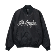 Stussy LA Chapter Satin Varsity Jacket Black