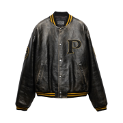 Prada Padded Leather Bomber Jacket Black