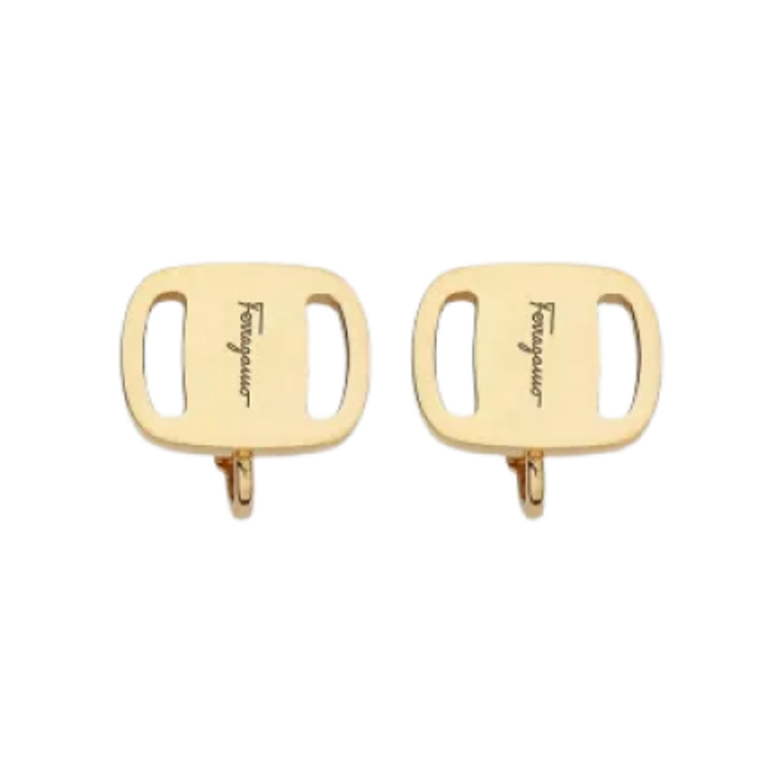 (W) 페라가모 바라 플레이트 이어링 글래스 브래스 & 골드((W) Ferragamo Vara Plate Earrings Glass Brass & Gold) - 1