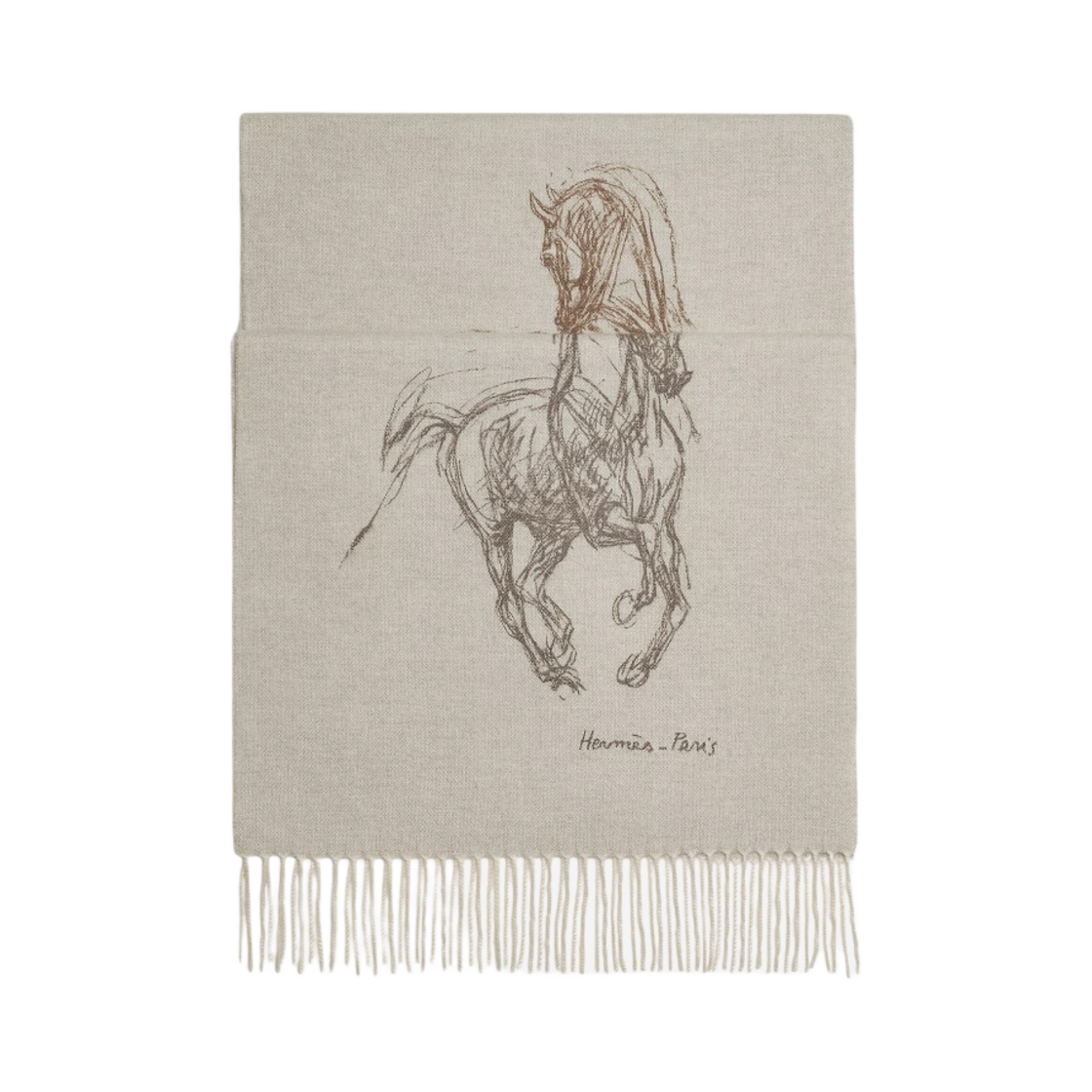 H392850T04 Hermes Pirouette Au Galop Muffler Beige Chine