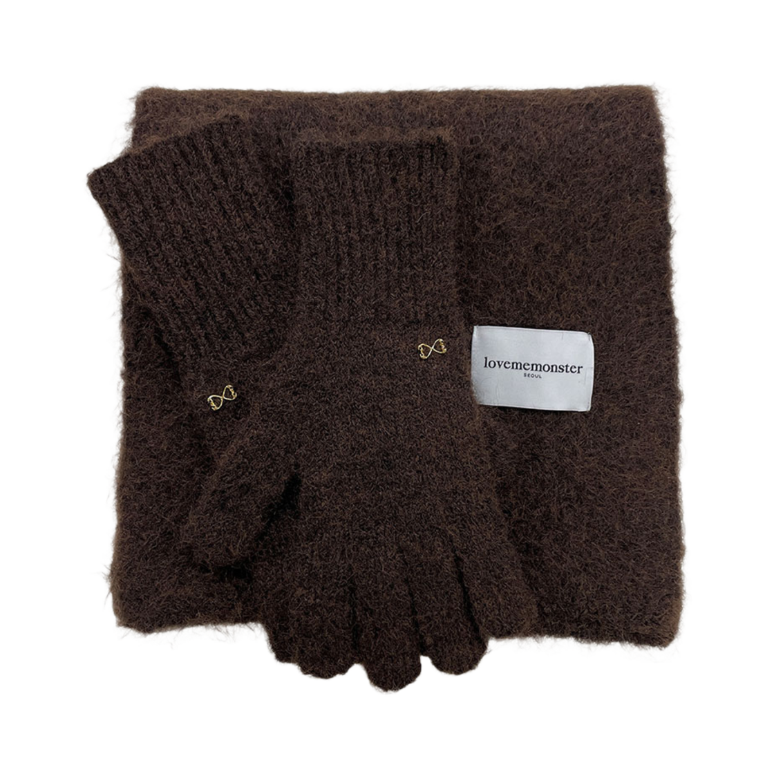 러브미몬스터 [2세트] 마일드 윈터 머플러 & 글로브 브라운(lovememonster [2 Set] Mild Winter Muffler & Glove Brown)
