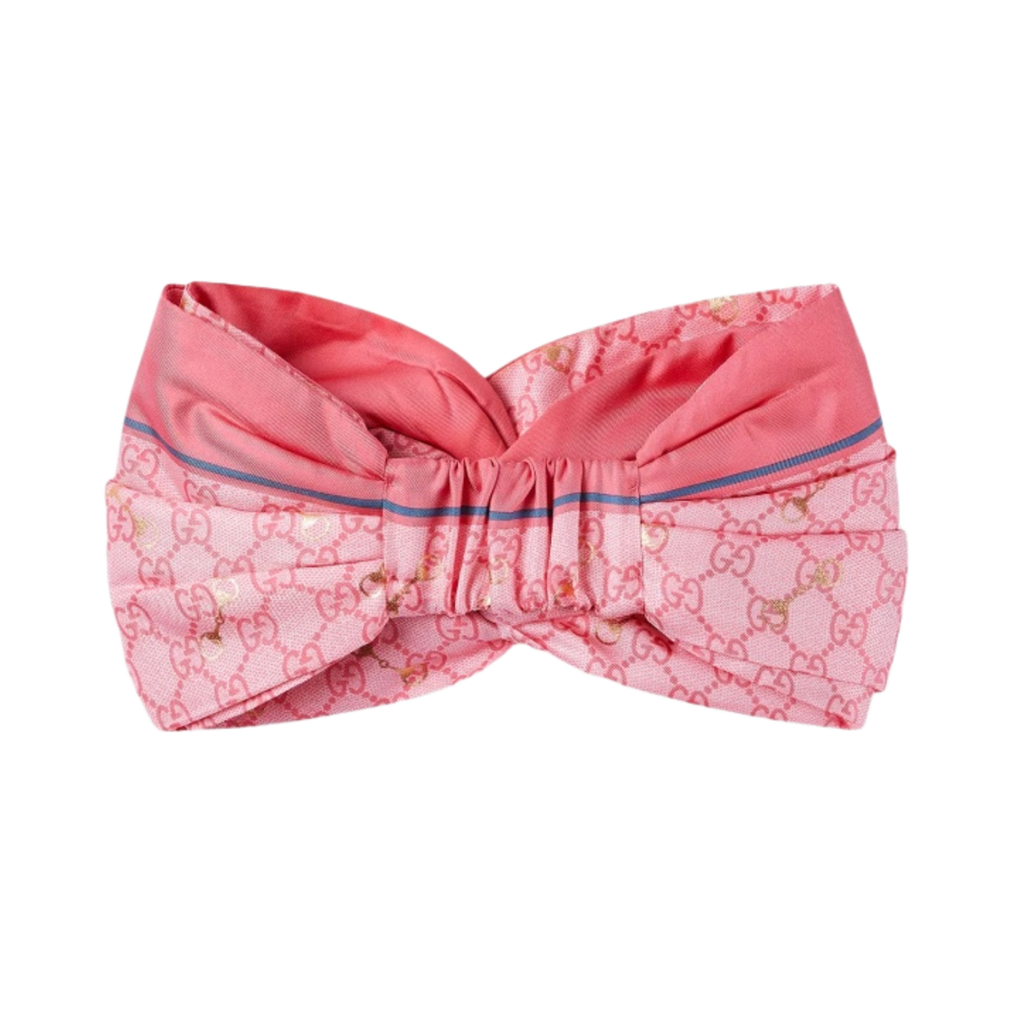 (W) 구찌 GG 프린트 홀스빗 실크 헤드밴드 핑크 라이트 핑크((W) Gucci GG Print with Horsebit Silk Headband Pink Light Pink) - 3