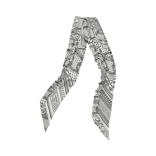 (W) Hermes Eperon d'Or Bandana Twilly Blanc Noir