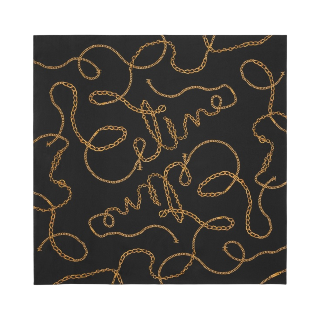 (W) 셀린느 실크 트윌 체인 스퀘어 블랙((W) Celine Chain Square in Silk Twill Black) - 1