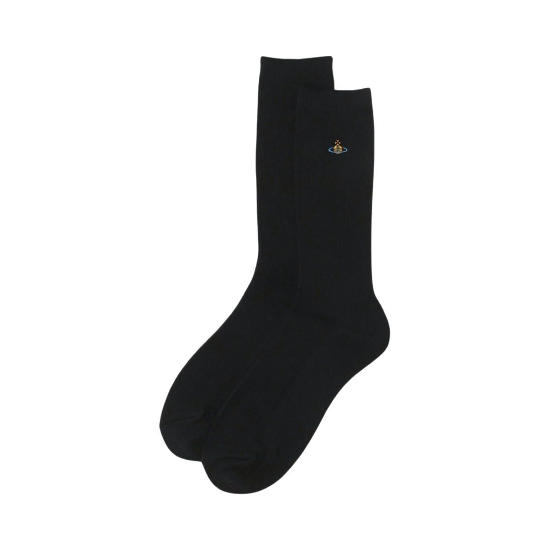 330800L (W) Vivienne Westwood ORB School Ribbed Crew Socks Black