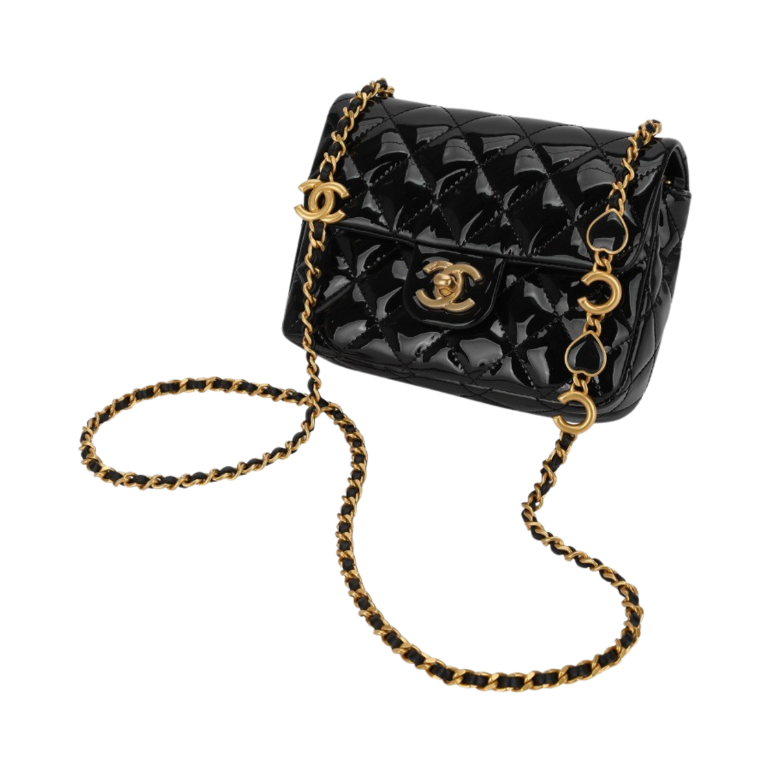 샤넬 미니 플랩백 에나멜 페이턴트 카프스킨 & 골드 메탈 블랙(Chanel Mini Flap Bag Enamel Patent Calfskin & Gold Black) - 3