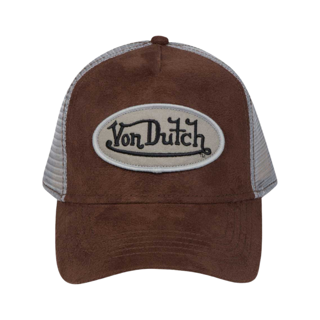 본더치 오발 패치 트러커 브라운 레드(Von Dutch Oval Patch Trucker Brown Red)