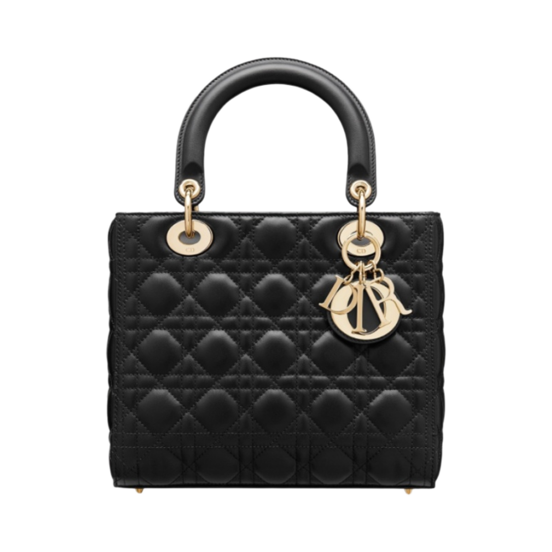 디올 미디움 레이디백 까나쥬 램스킨 블랙 골드(Dior Medium Lady Bag Cannage Lambskin Black Gold)