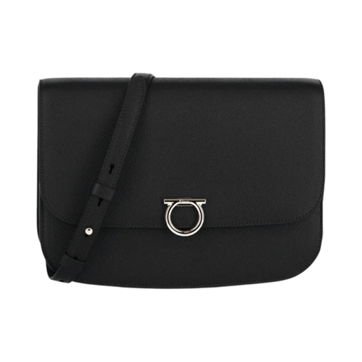 Ferragamo Gemini Gancini Leather Crossbody Bag Black