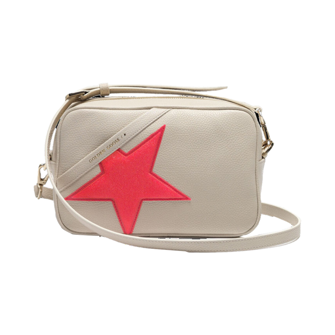 GWA00101-A000193-10452 Golden Goose Hammered Leather Star Crossbody Bag Beige Pink