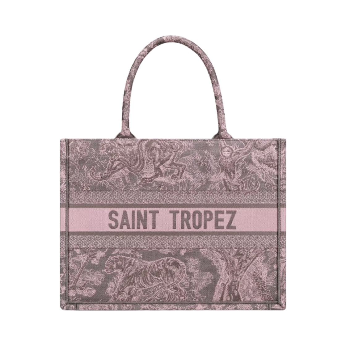 디올 미디움 디올 북 토트백 그레이 핑크 트왈 드 주이 리버스 세인트 트로페즈 자수(Dior Medium Dior Book Tote Gray Pink Toile De Jouy Reverse Saint Tropez Embroidery) - 1