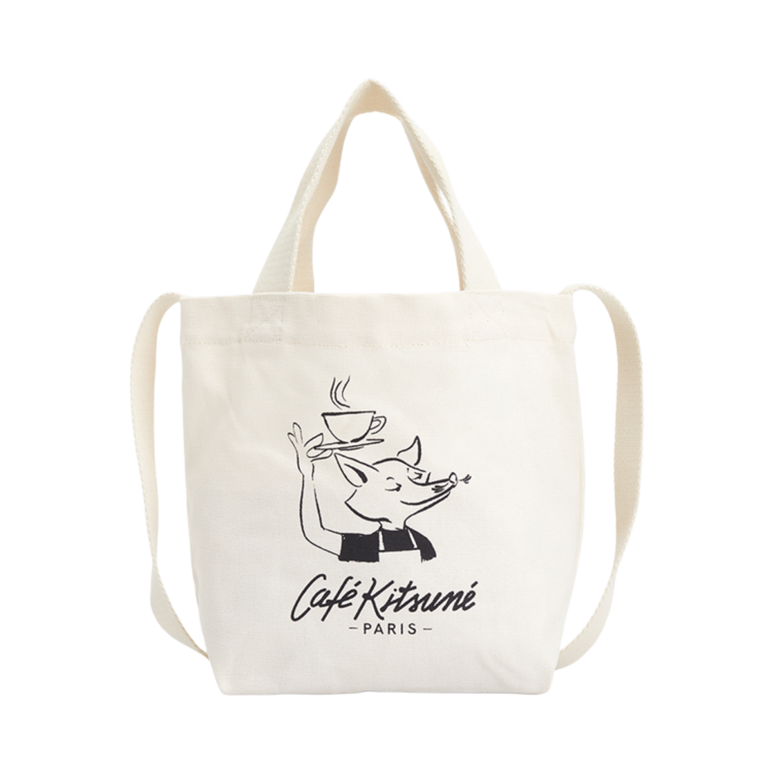 OU05105WW9001-P709 Maison Kitsune Barista Fox Mini Tote Bag Ivory
