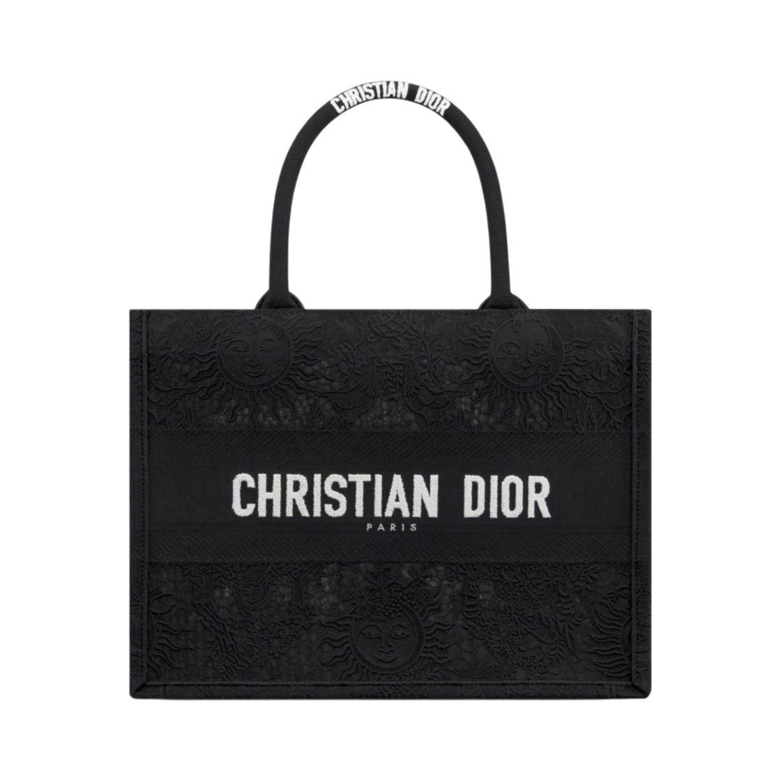 디올 미디움 북 토트 트왈 드 주이 쏠레이 마크라메 자수 블랙(Dior Medium Book Tote Toile de Jouy Soleil Macrame Embroidery Black) - 1