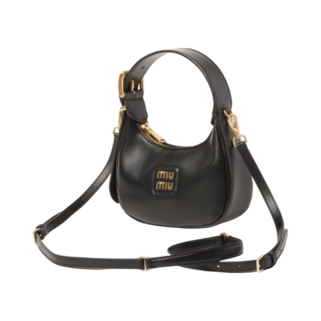 미우 미우 레더 호보백 블랙(Miu Miu Leather Hobo Bag Black) - 3