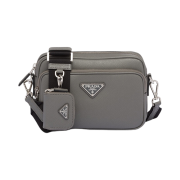 Prada Saffiano Leather Shoulder Bag Marble Gray