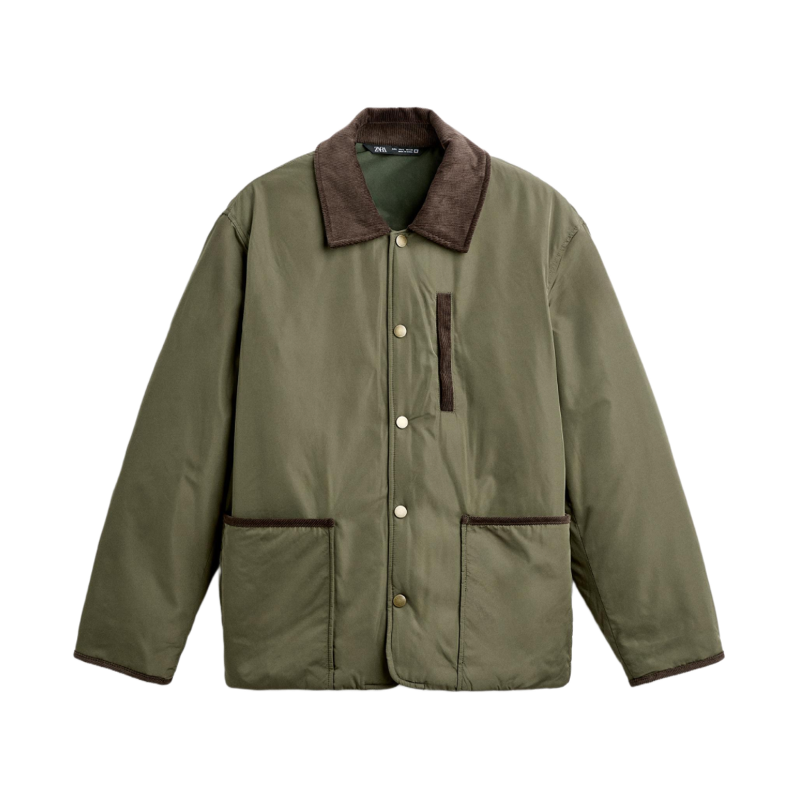 3286/503/505 Zara Matching Collar Puffer Jacket Khaki