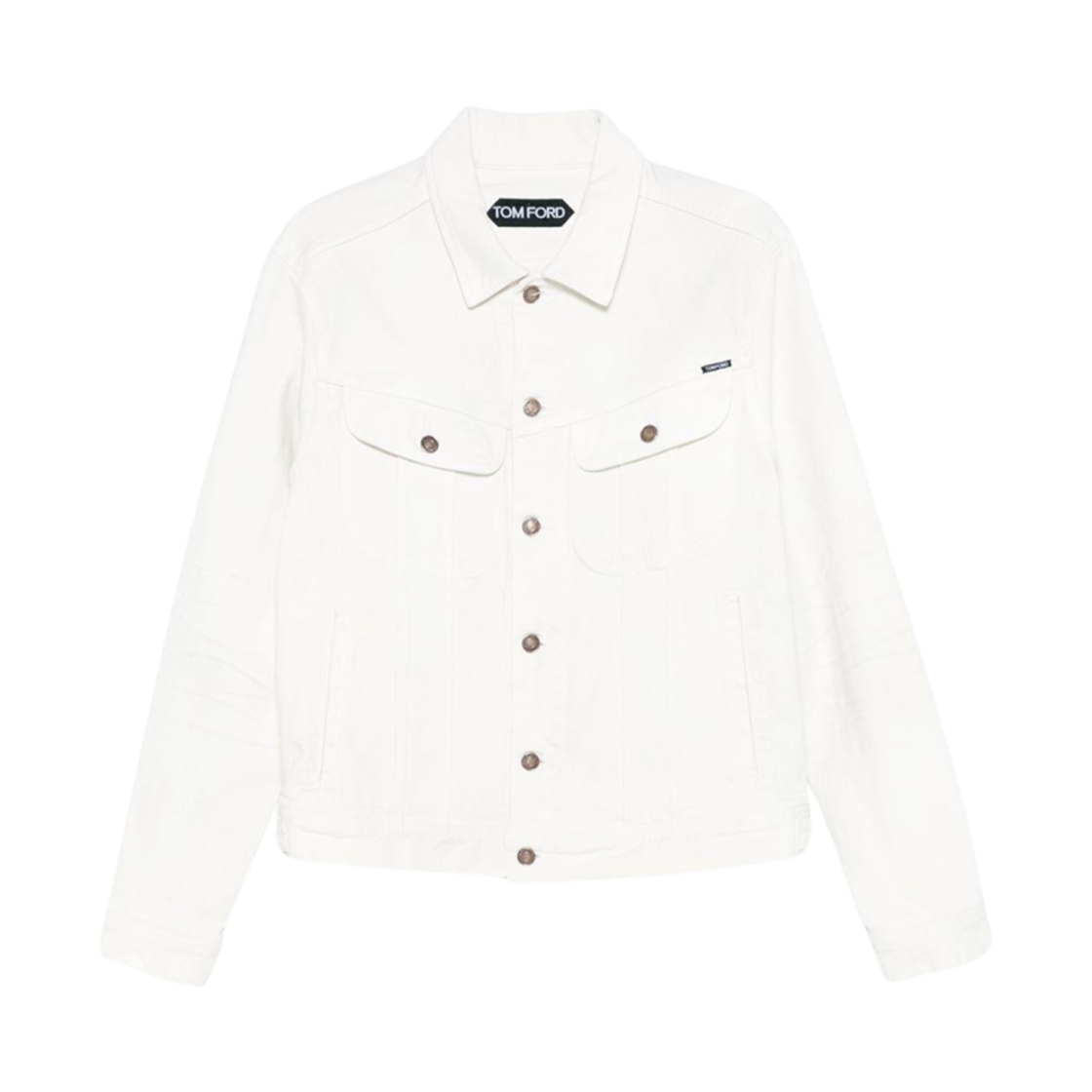 DJI001-DMC062S25-AW008 Tom Ford High Low Icon Denim Jacket White