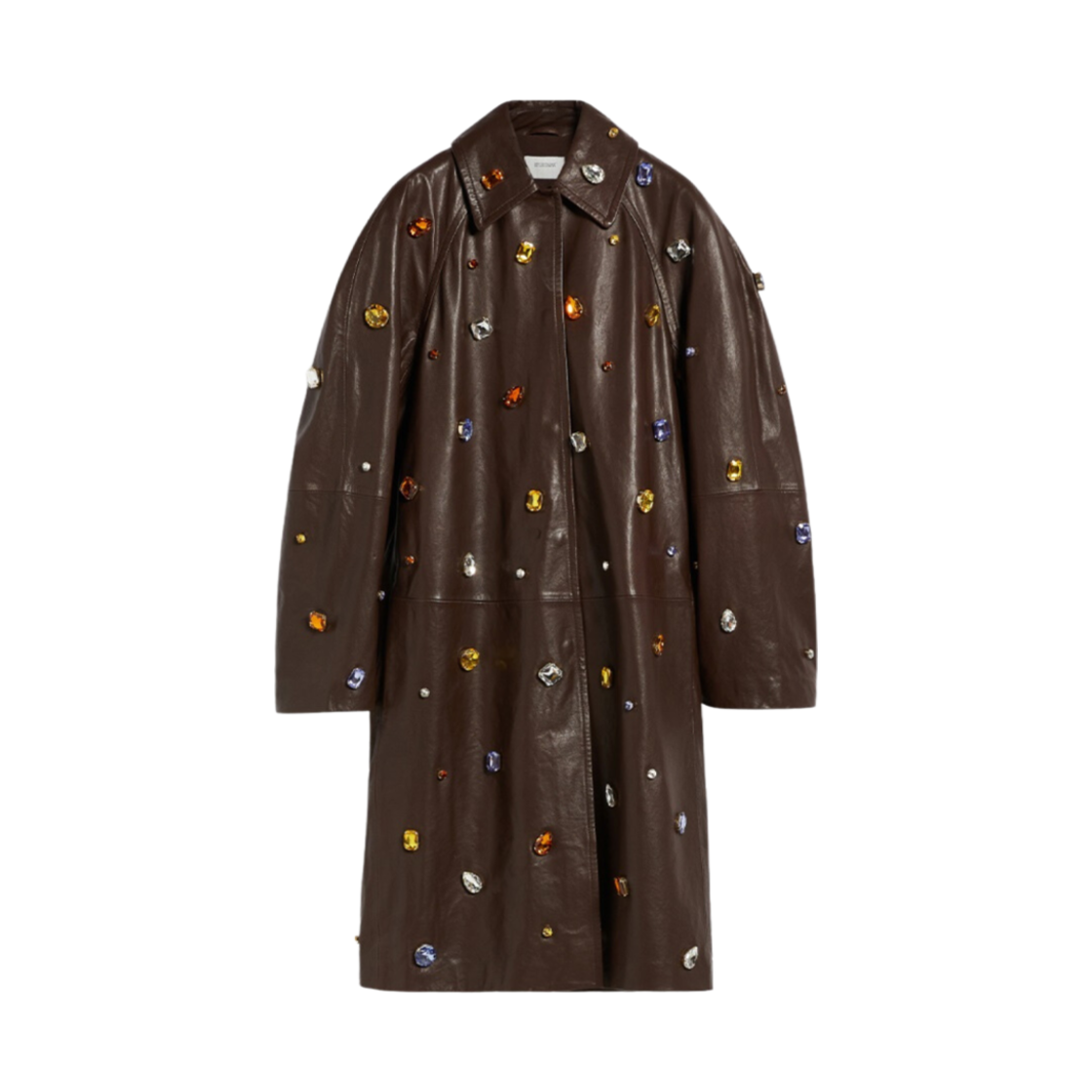 (W) 막스마라 스포츠맥스 리우토 코트 나파 레더 크리스탈 다크 보운((W) Max Mara  Sportmax Liuto Coat In Nappa Leather With Crystals Dark Bown) - 1