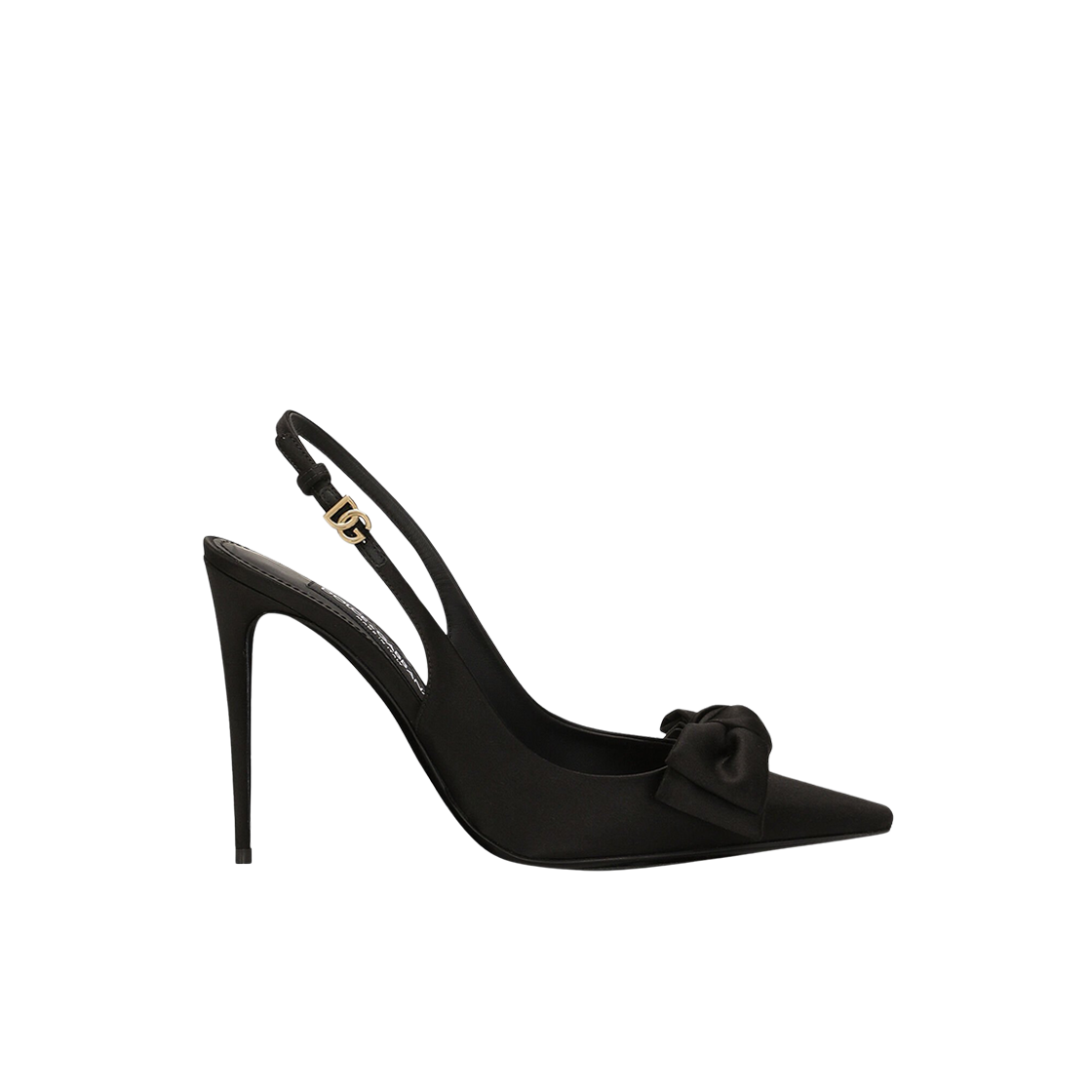 (W) 돌체 앤 가바나 사틴 보우 디테일 슬링백 블랙((W) Dolce & Gabbana Satin Slingbacks with Bow Detail Black) - 1