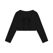 FLETTA Square Lace Crop Blouse Black