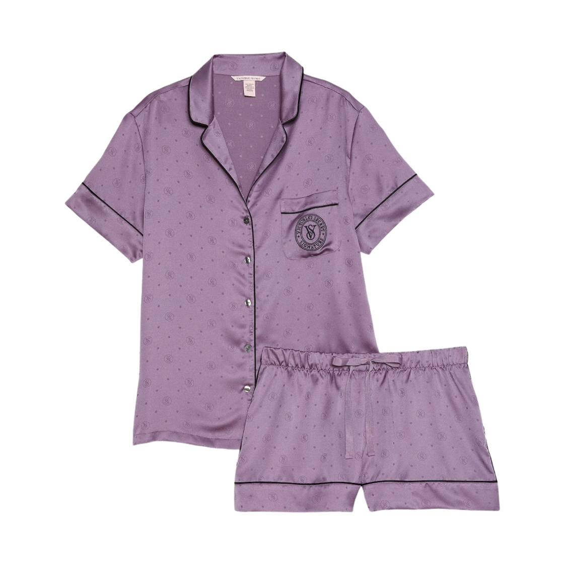 (W) 빅토리아 시크릿 사틴 숏 파자마 세트 프로즌 플럼((W) Victoria's Secret Satin Short Pajama Set Frozen Plum)