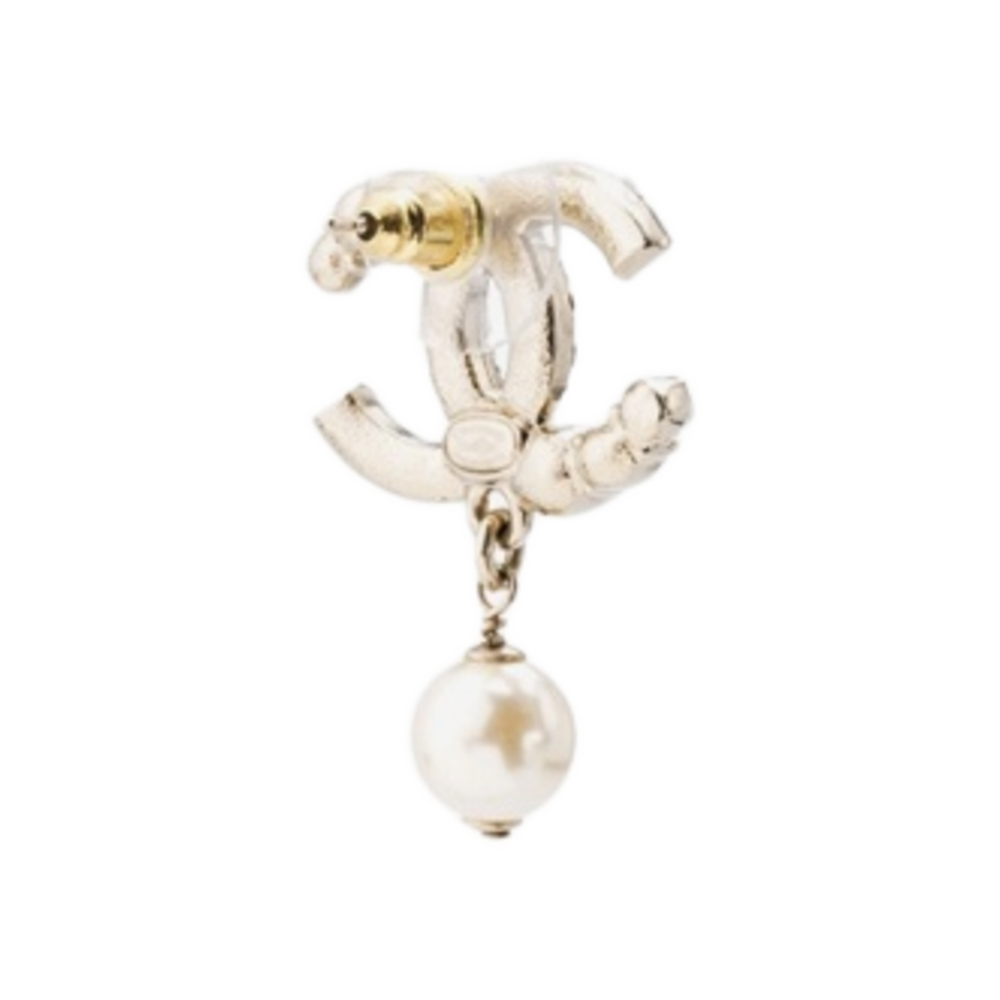 (W) 샤넬 이어링 메탈 글래스 펄 스트라스 & 골드 펄리 화이트 크리스탈((W) Chanel Earrings Metal Glass Pearls Strass & Gold Pearly White Crystal) - 2