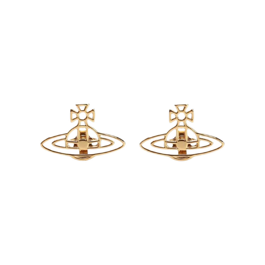 (W) 비비안 웨스트우드 씬 라인 플랫 이어링 골드((W) Vivienne Westwood Thin Lines Flat Earrings Gold) - 1