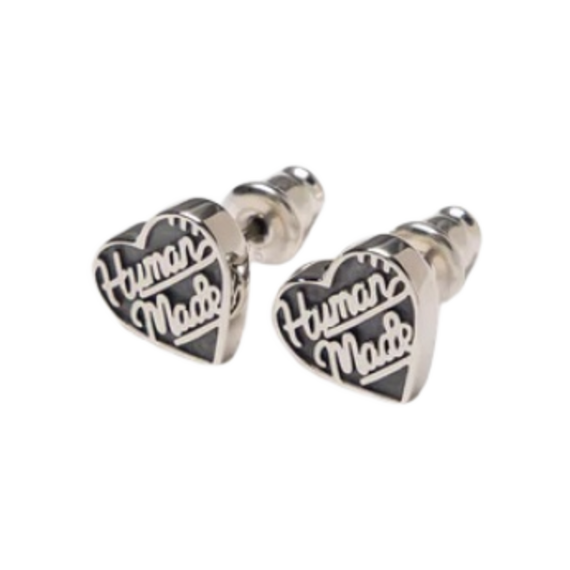 HM28GD069 Human Made Heart Silver Earring Black - 대표 이미지 #1