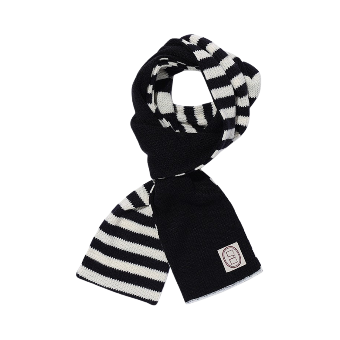 KAT0023 Karactor Striped Knit Muffler Black Ivory