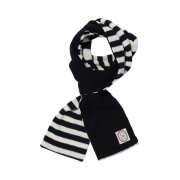 Karactor Striped Knit Muffler Black Ivory