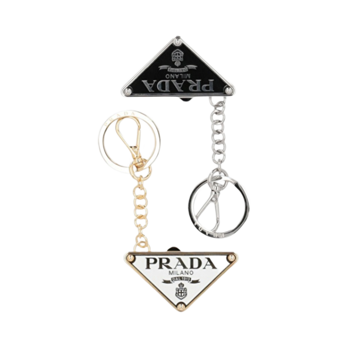1PS061-66A-F0964 Prada Dividable Metal Keychain White Black
