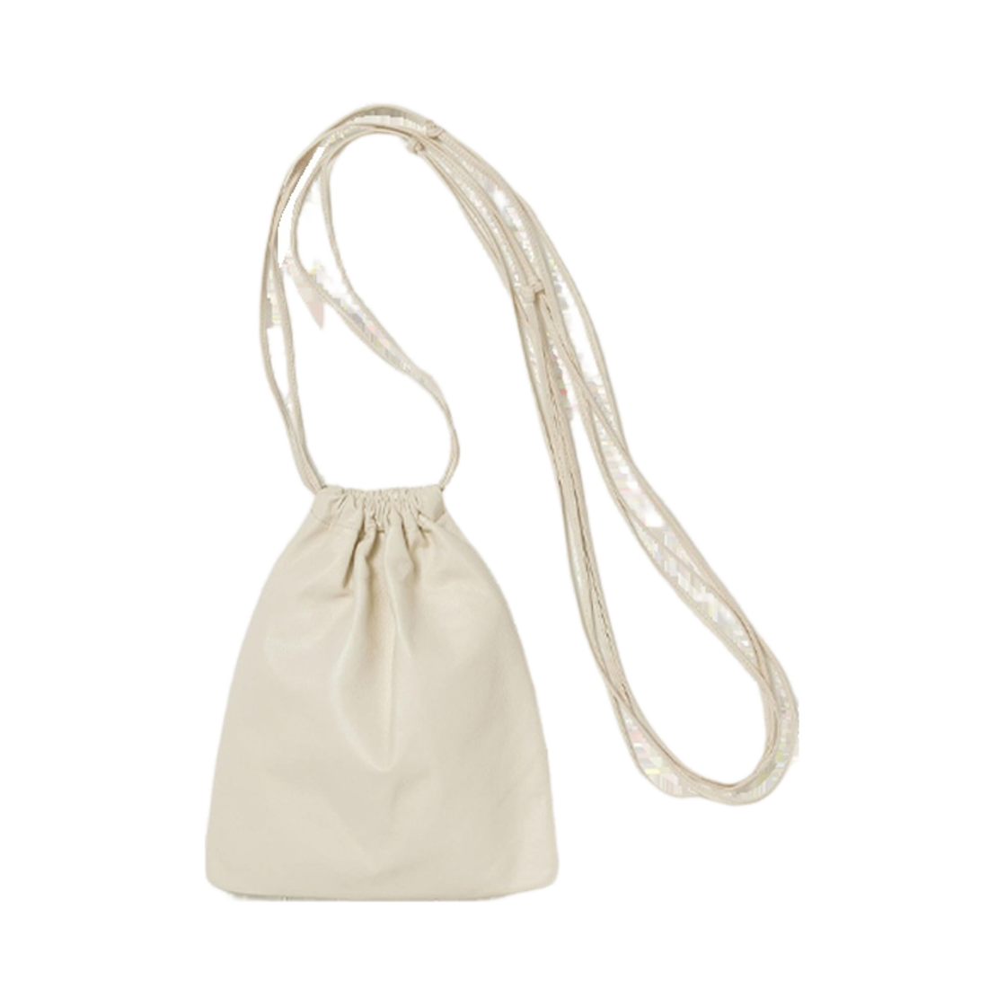 A23AB03AE Auralee Leather Square String Pouch Ivory
