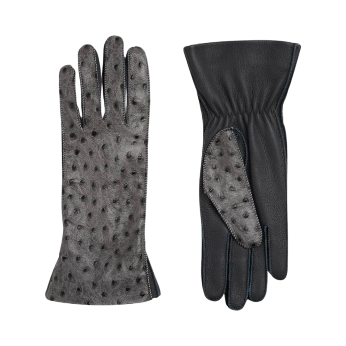 (W) 보테가 베네타 오스트리치 이펙트 레더 글러브 페블((W) Bottega Veneta Ostrich-Effect Leather Gloves Pebble) - 1