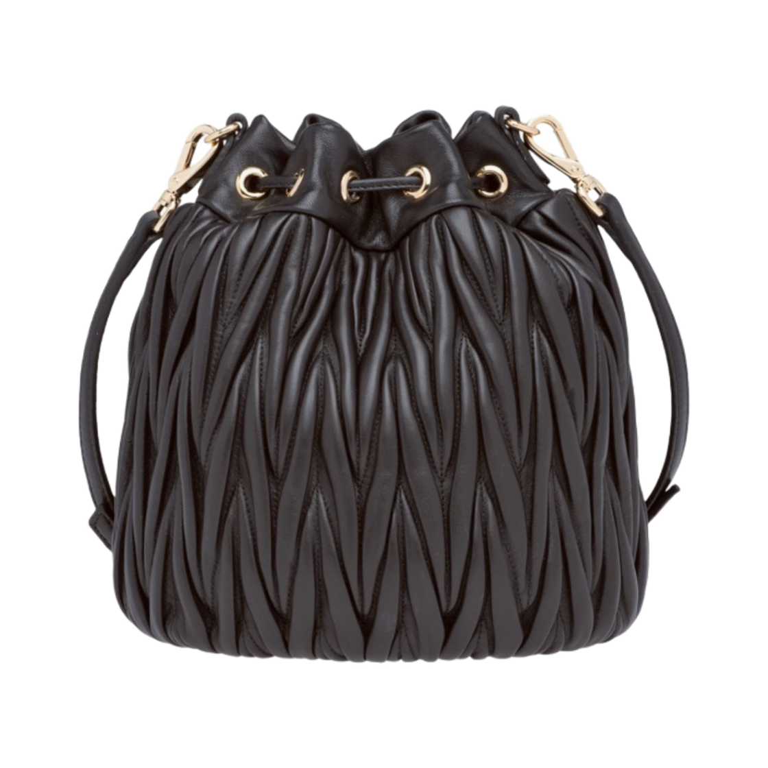 미우 미우 마테라쎄 가죽 버킷백 블랙(Miu Miu Matelasse Nappa Leather Bucket Bag Black) - 3